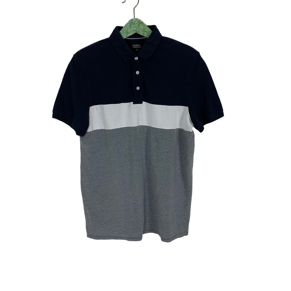 Galeries Lafayette Polo Shirt Medium Navy Short‎ Sleeve Mens Streetwear Casual